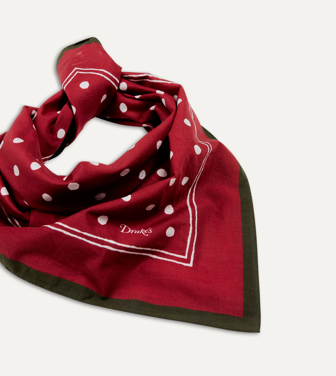 Red Polka Dot Print Bandana – Drakes US