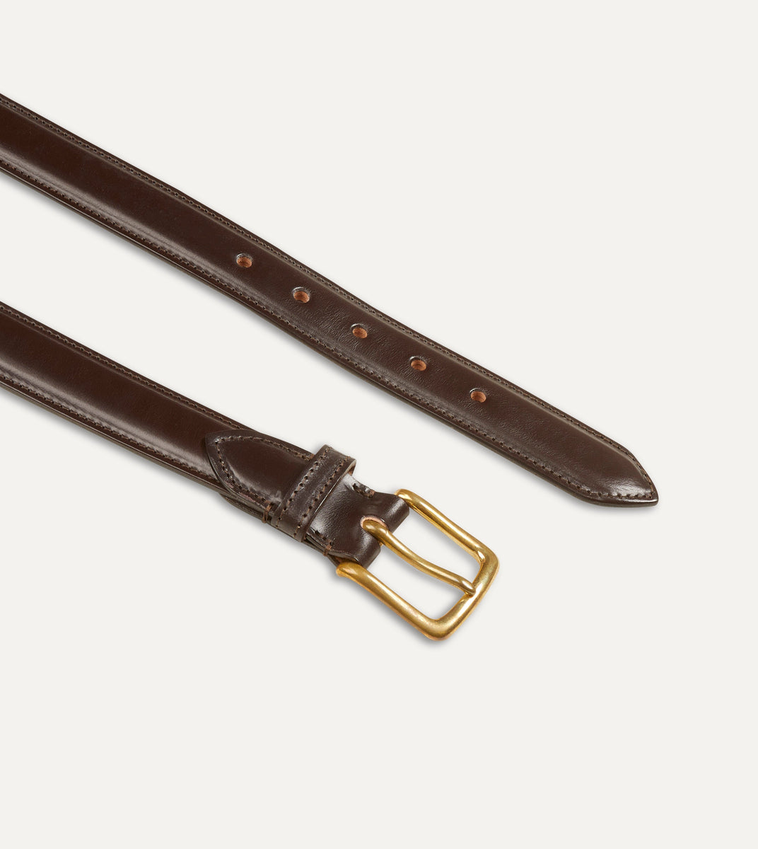 Dark Brown Fully Lined Bridle Leather Belt with Brass Buckle