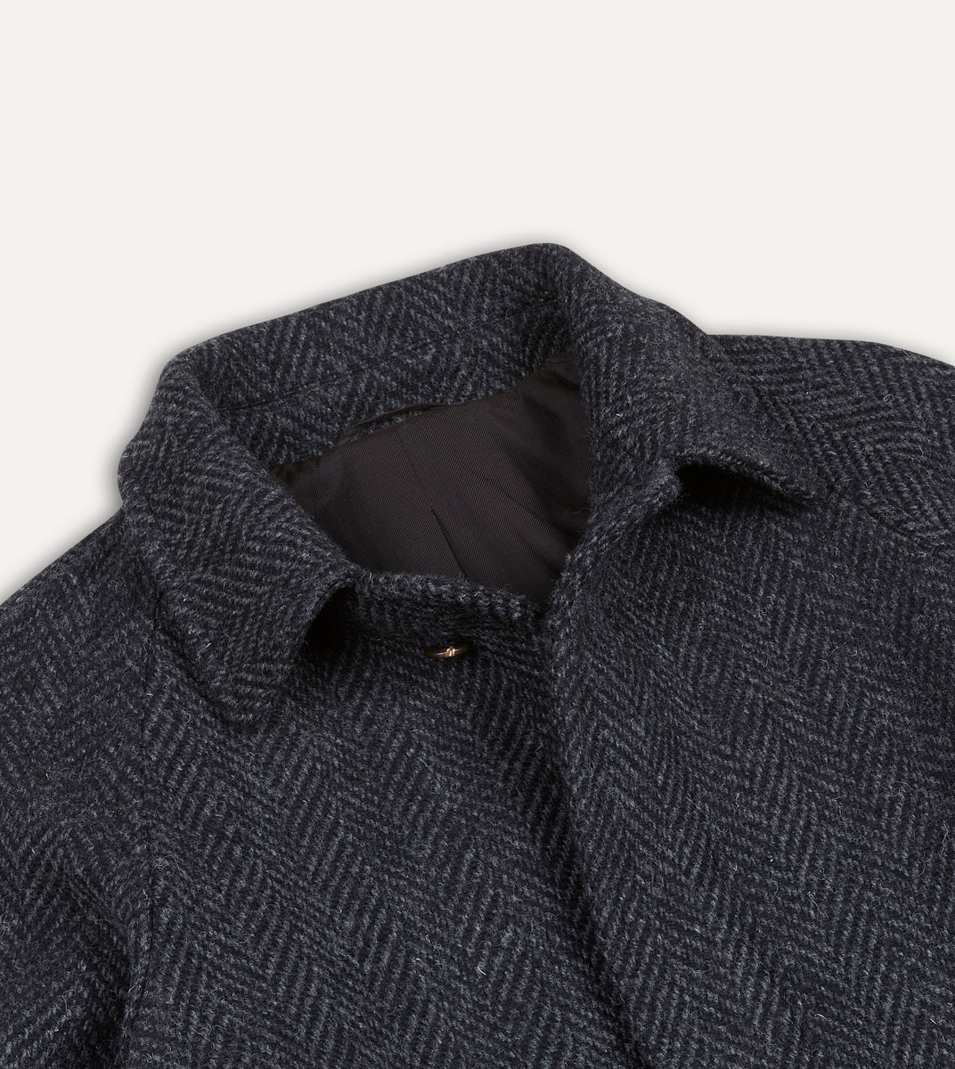 Cashmere Wool Topcoat Grey Black Herringbone - Xxs (US 34-36 / It 44-46)