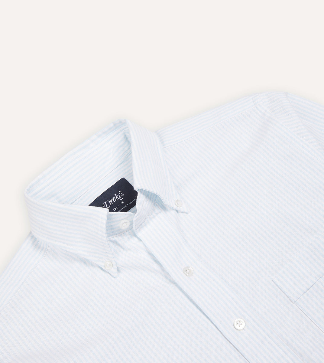 Sky Ticking Stripe Cotton Oxford Cloth Button-Down Shirt – Drakes US