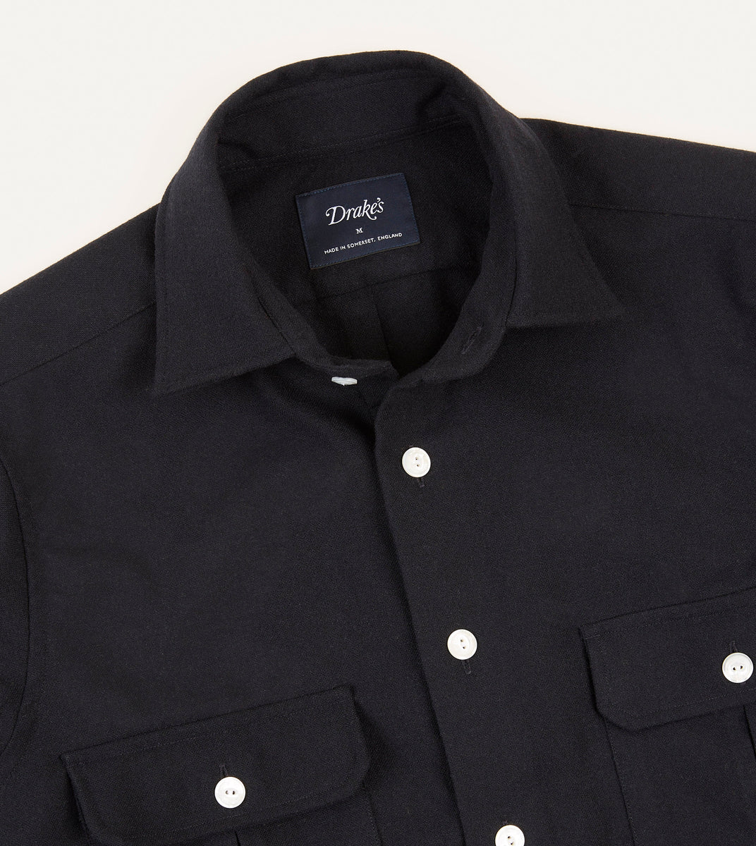 Dark Navy Wool Two-Pocket Work Shirt