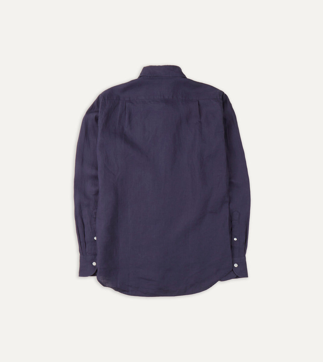 Washed Navy Linen Spread Collar Shirt – Drakes US