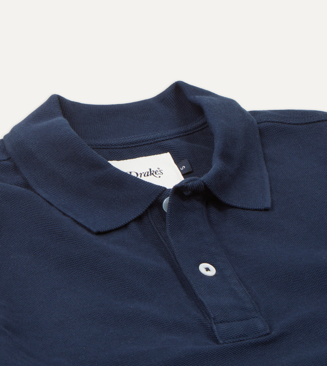 Light Navy Pique Cotton Long-Sleeve Polo Shirt – Drakes US Light Navy Pique Cotton Long-Sleeve Polo Shirt – Drakes US