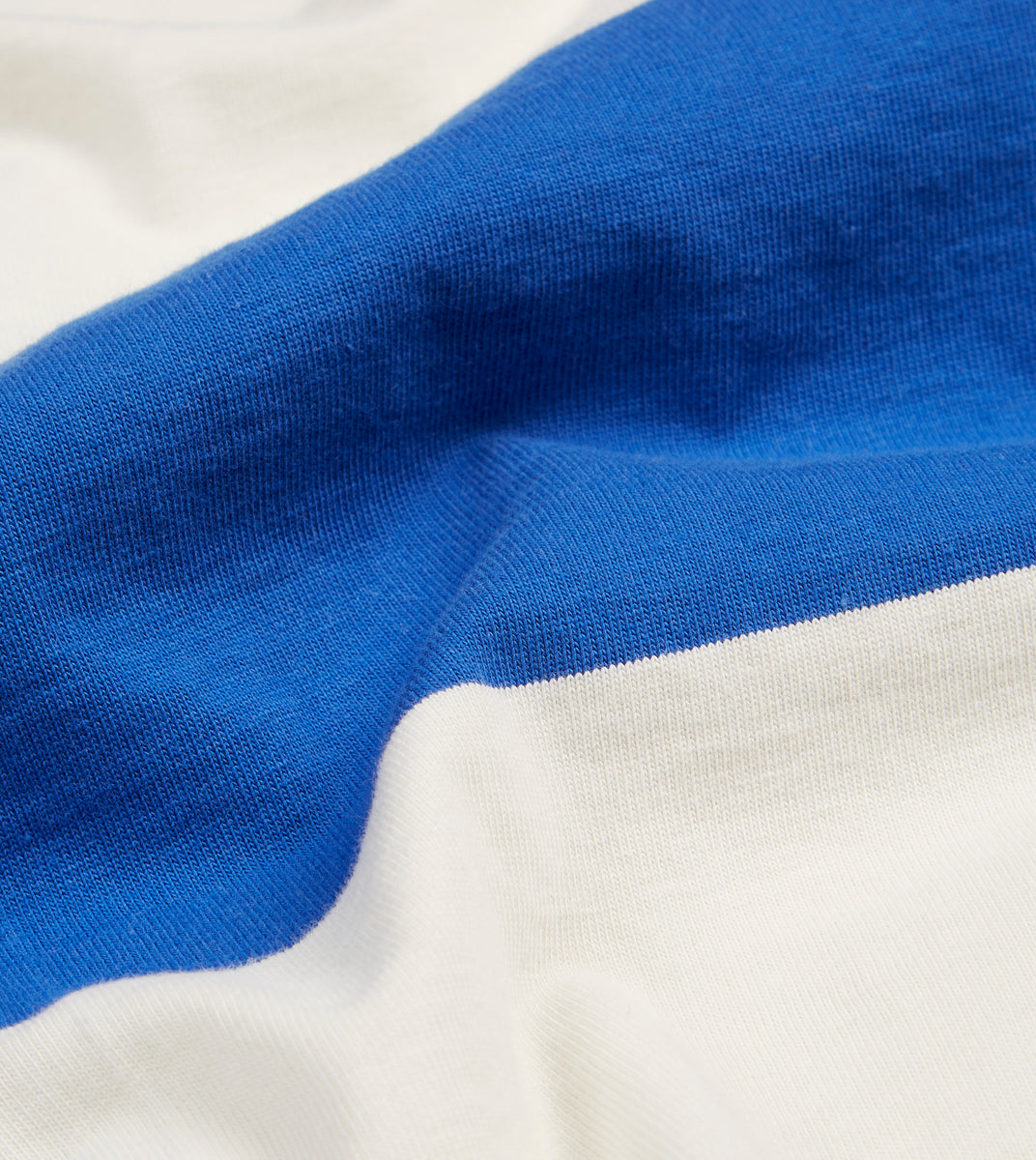 Blue and White Wide Stripe Mock Collar Long-Sleeve Jersey – Drakes US