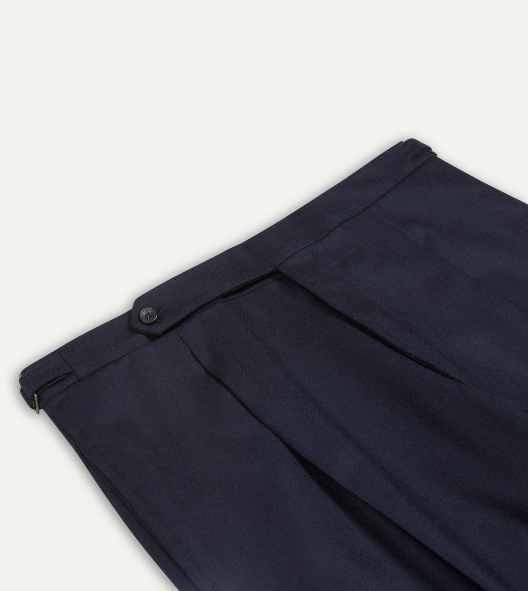 Navy Wool Flannel Single Pleat Trouser