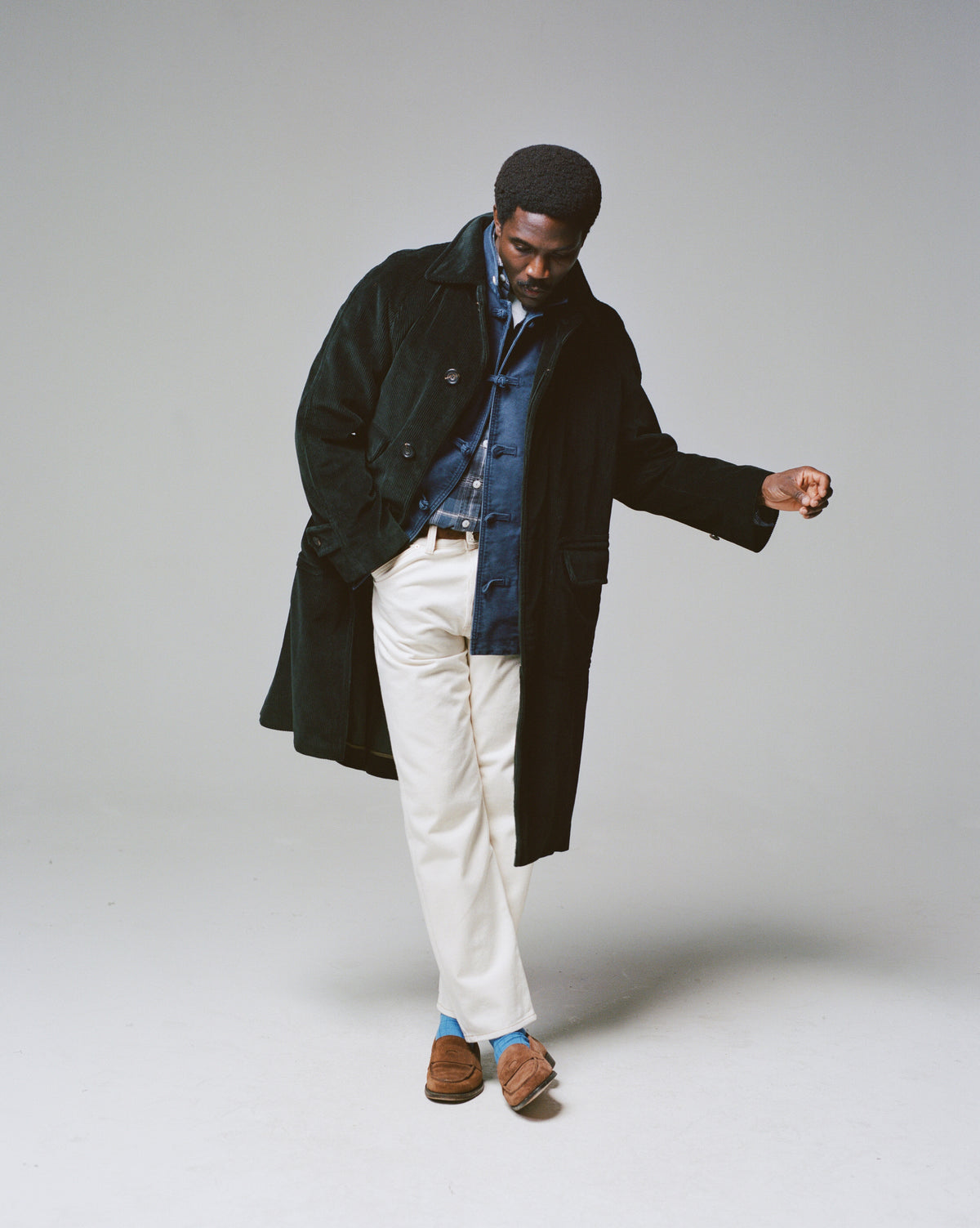 Dark Green Corduroy Raglan Coat