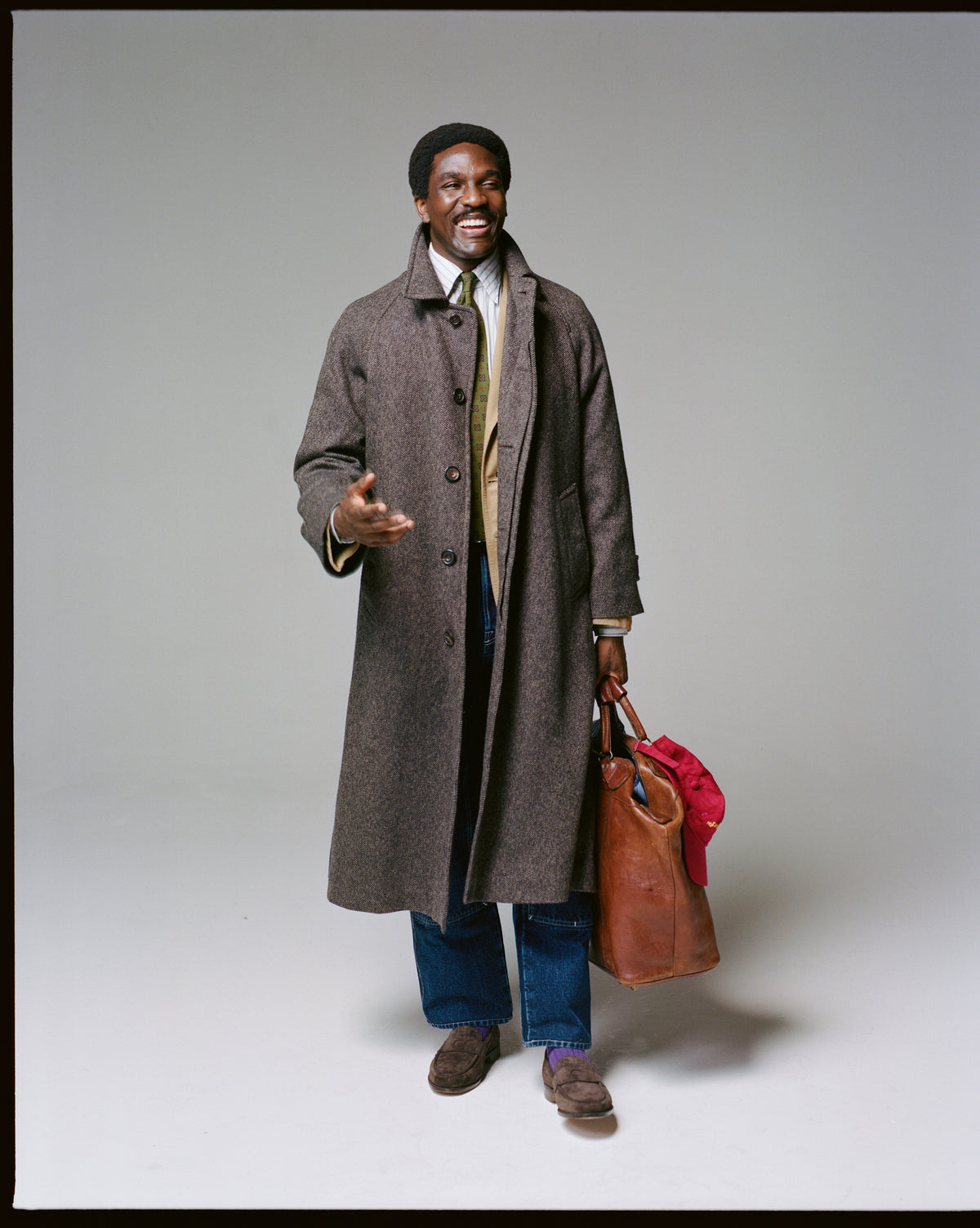 Brown Wool Raglan Overcoat