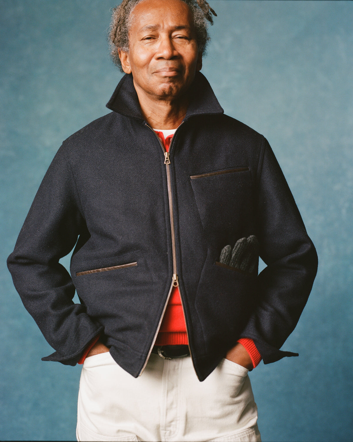 Navy Wool Melton Blouson