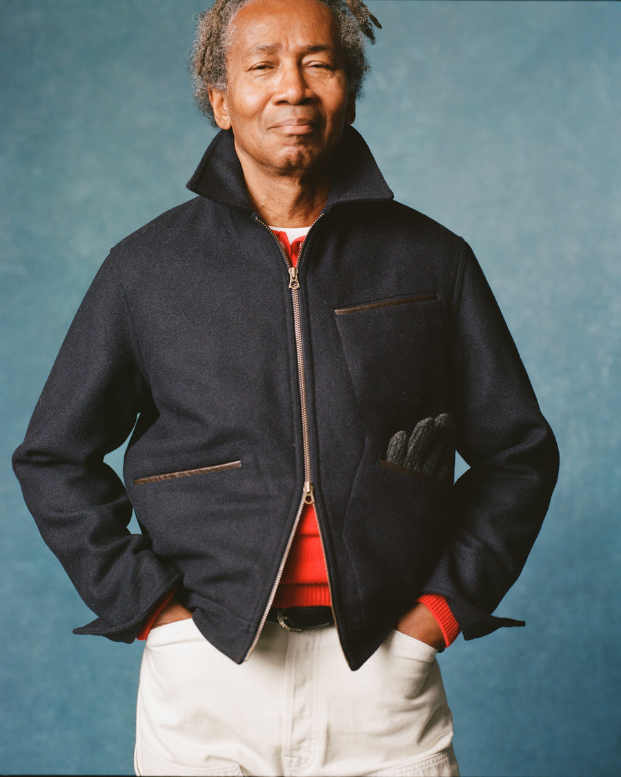 Navy Wool Melton Blouson