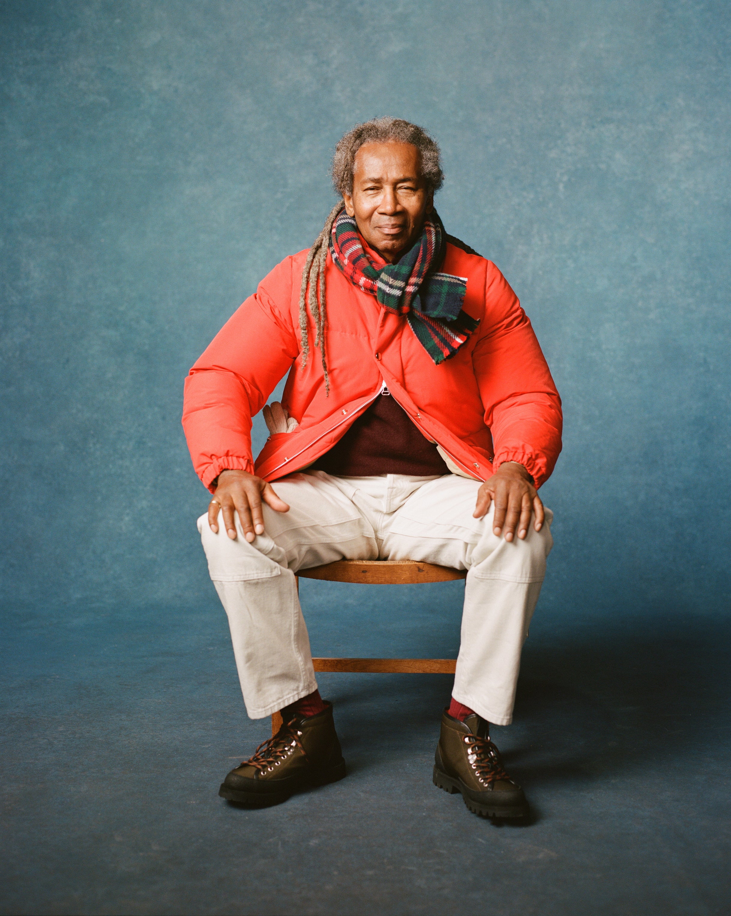 Red Cotton-Nylon Down Jacket
