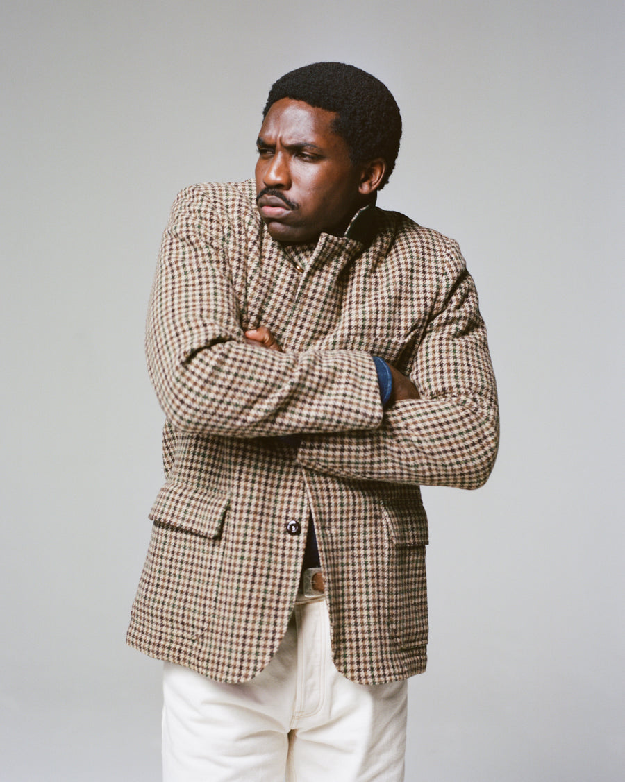 Brown and Green Houndstooth Check Tweed Games Blazer Mk. VII