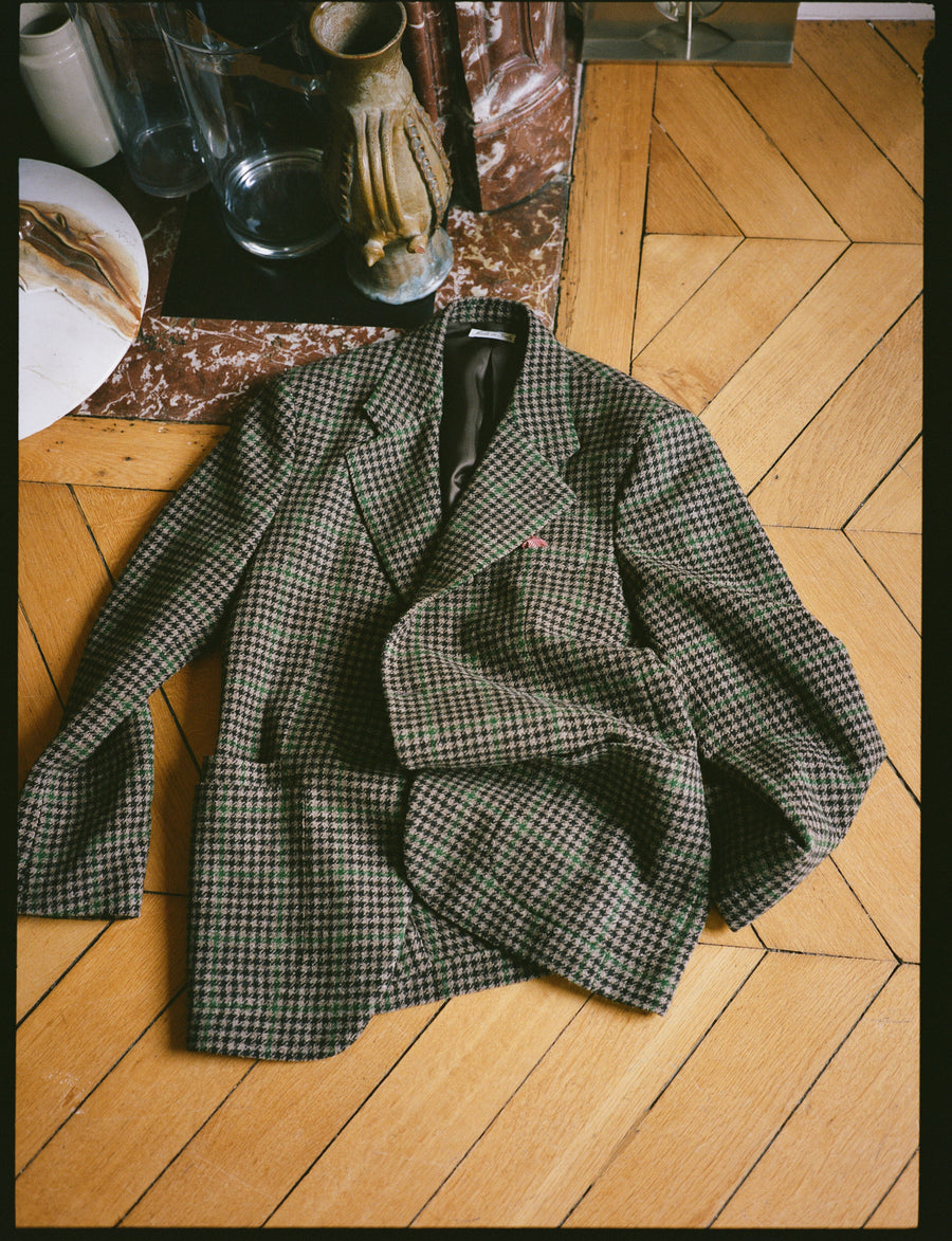 Dark Brown and Green Houndstooth Harris Tweed® Blazer