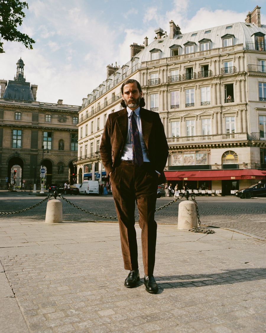 Brown Cotton Corduroy Tailored Jacket