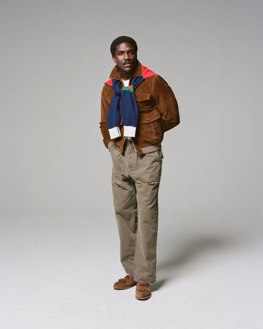 Tobacco Heavyweight Suede A-2 Bomber Jacket