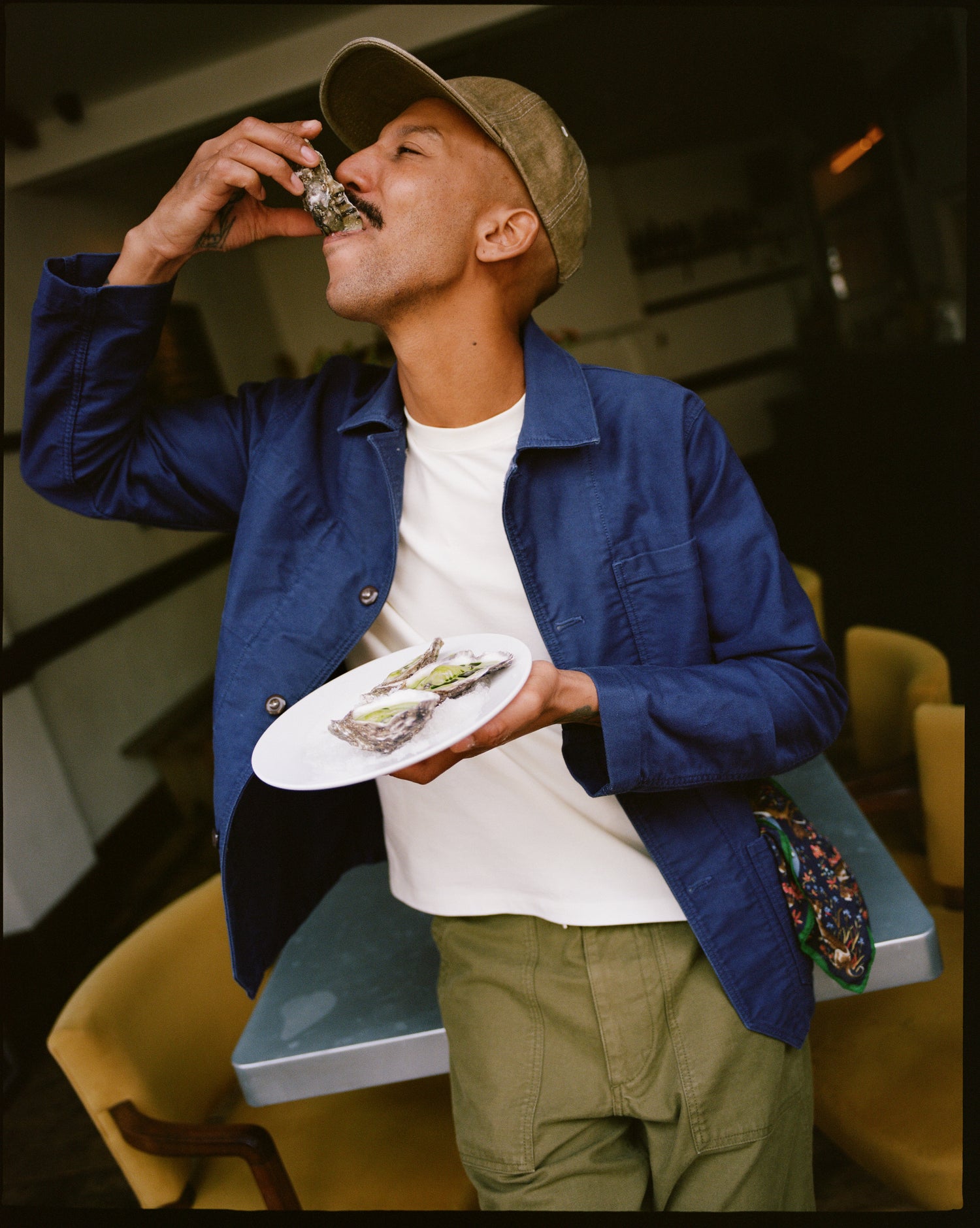 Navy Moleskin Mitred Chore Jacket