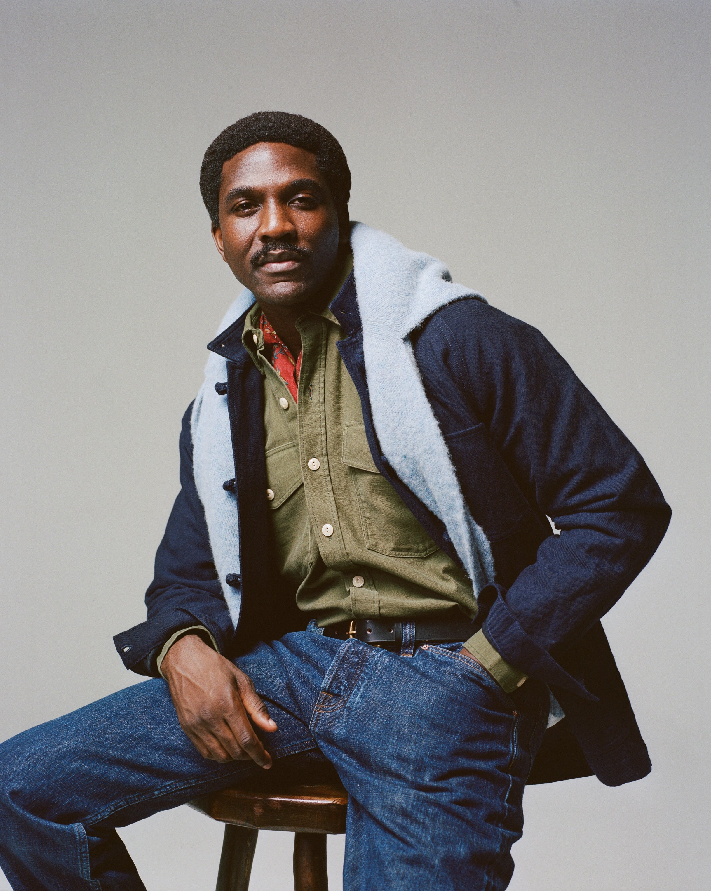 Navy Wool-Cotton Artist Chore Jacket