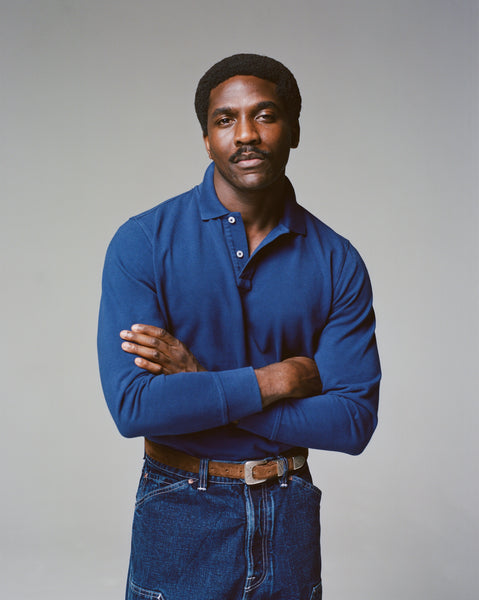 Indigo Dyed Cotton Jersey Long-Sleeve Polo Shirt – Drakes US