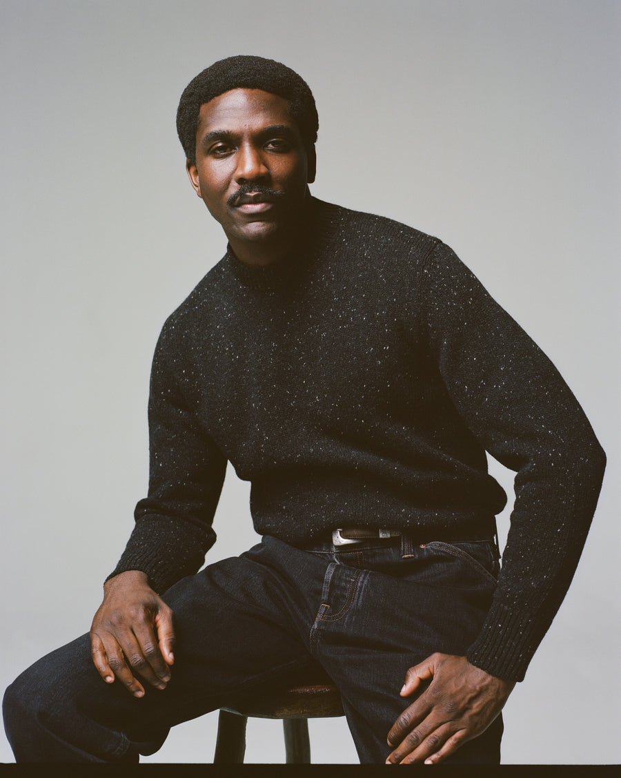Dark Grey Donegal Crew Neck Jumper