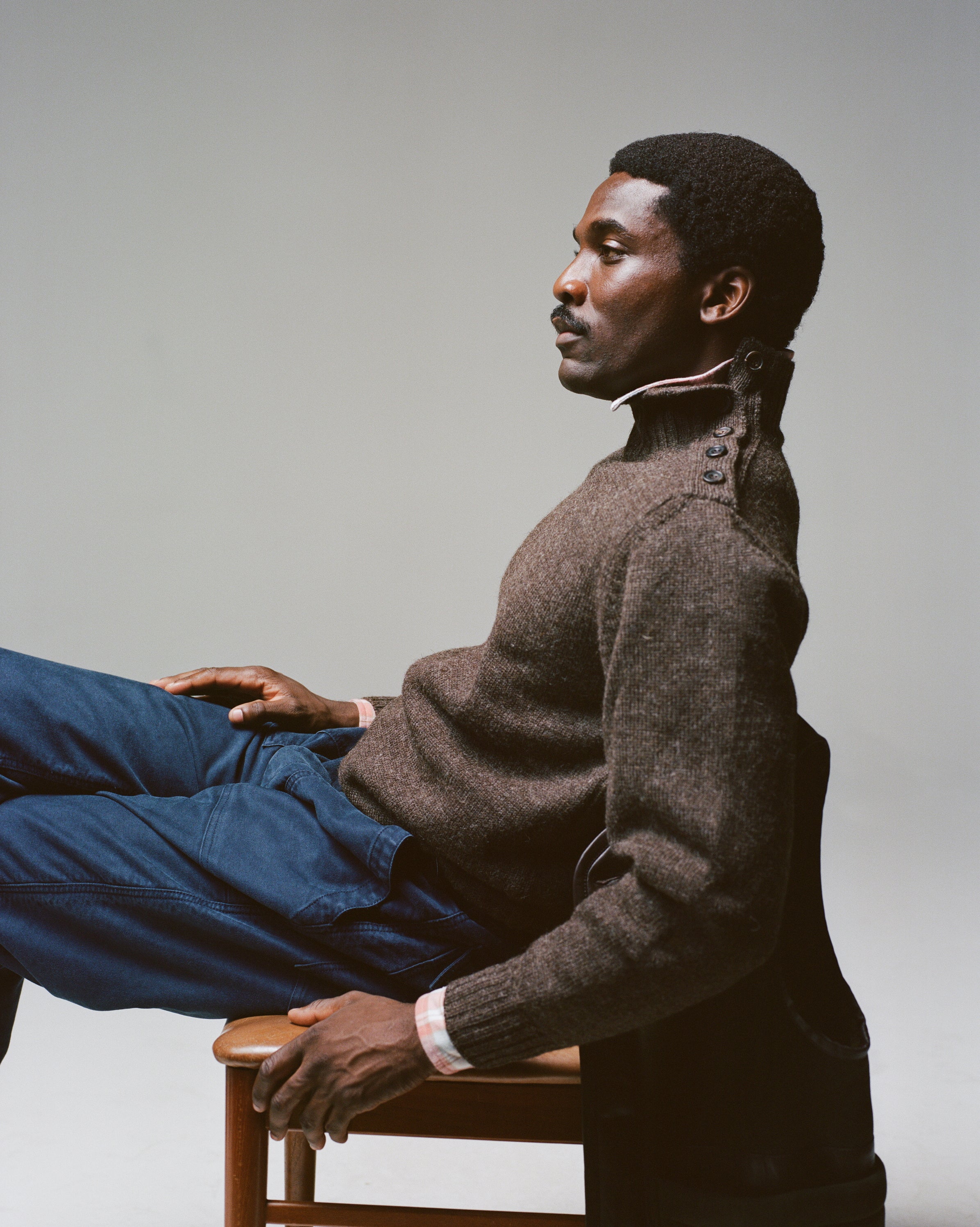 Grey Wool Fisherman's Roll Neck – Drakes US