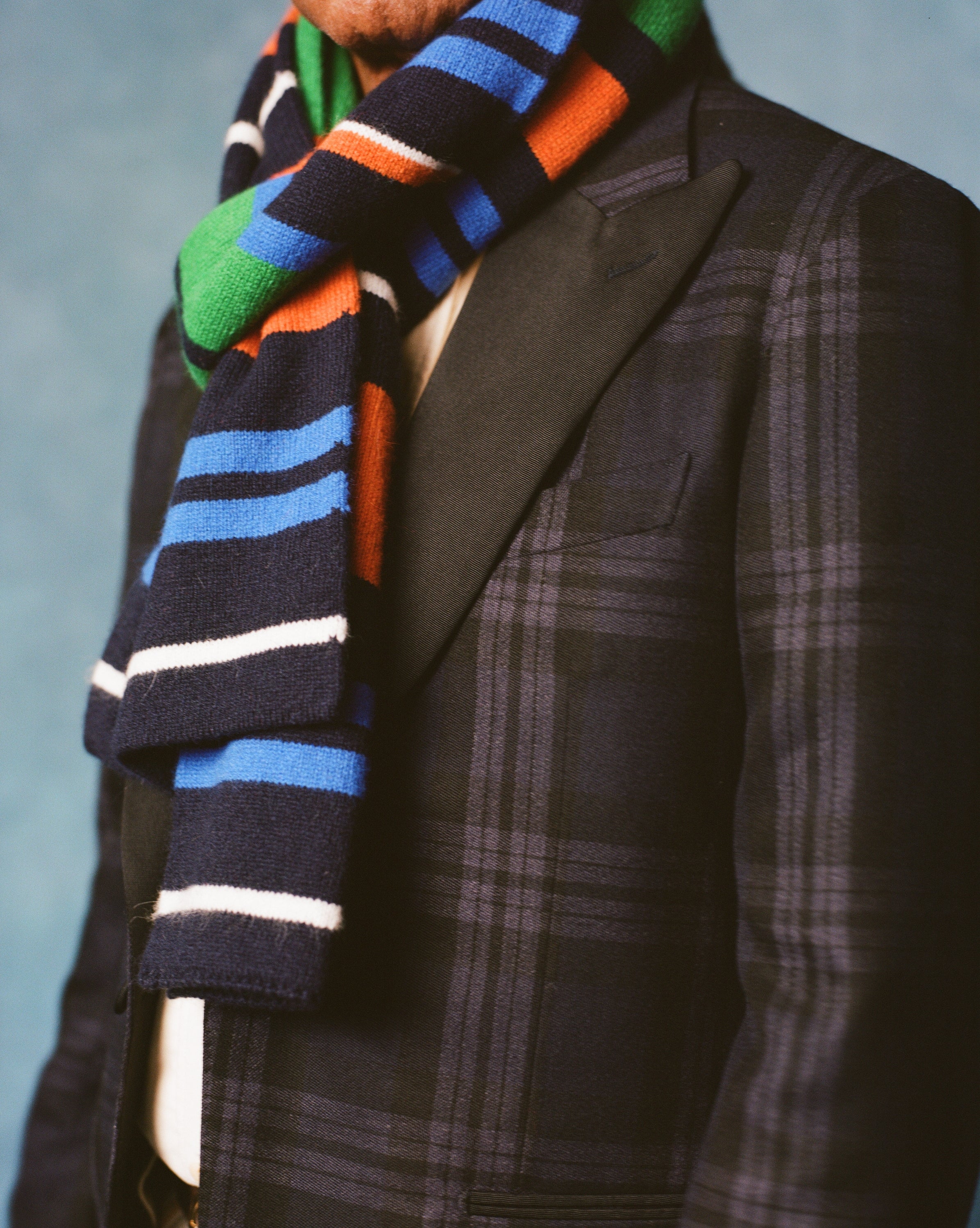 Navy, Orange and Green Stripe Geelongora Tubular Scarf