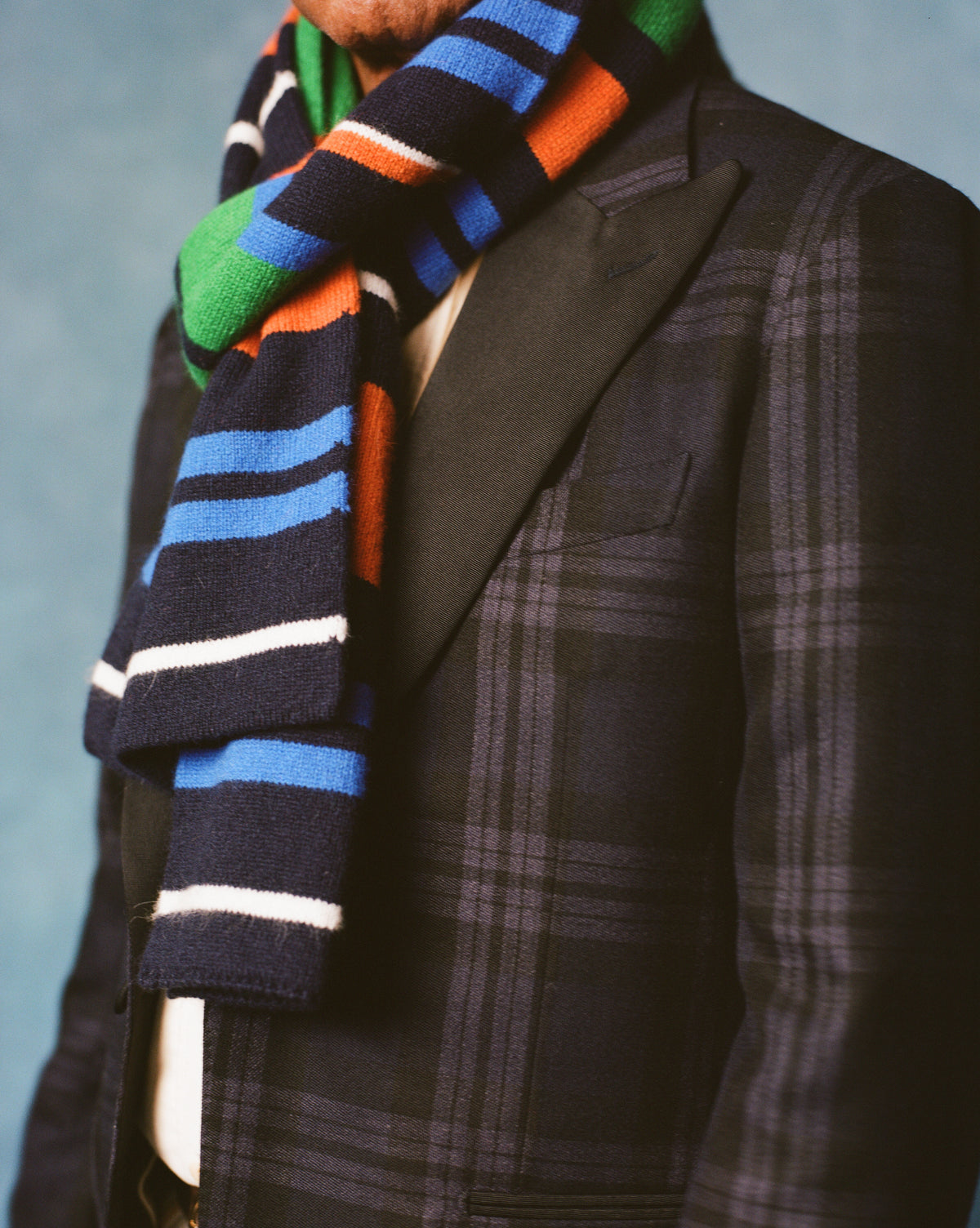 Navy, Orange and Green Stripe Geelongora Tubular Scarf