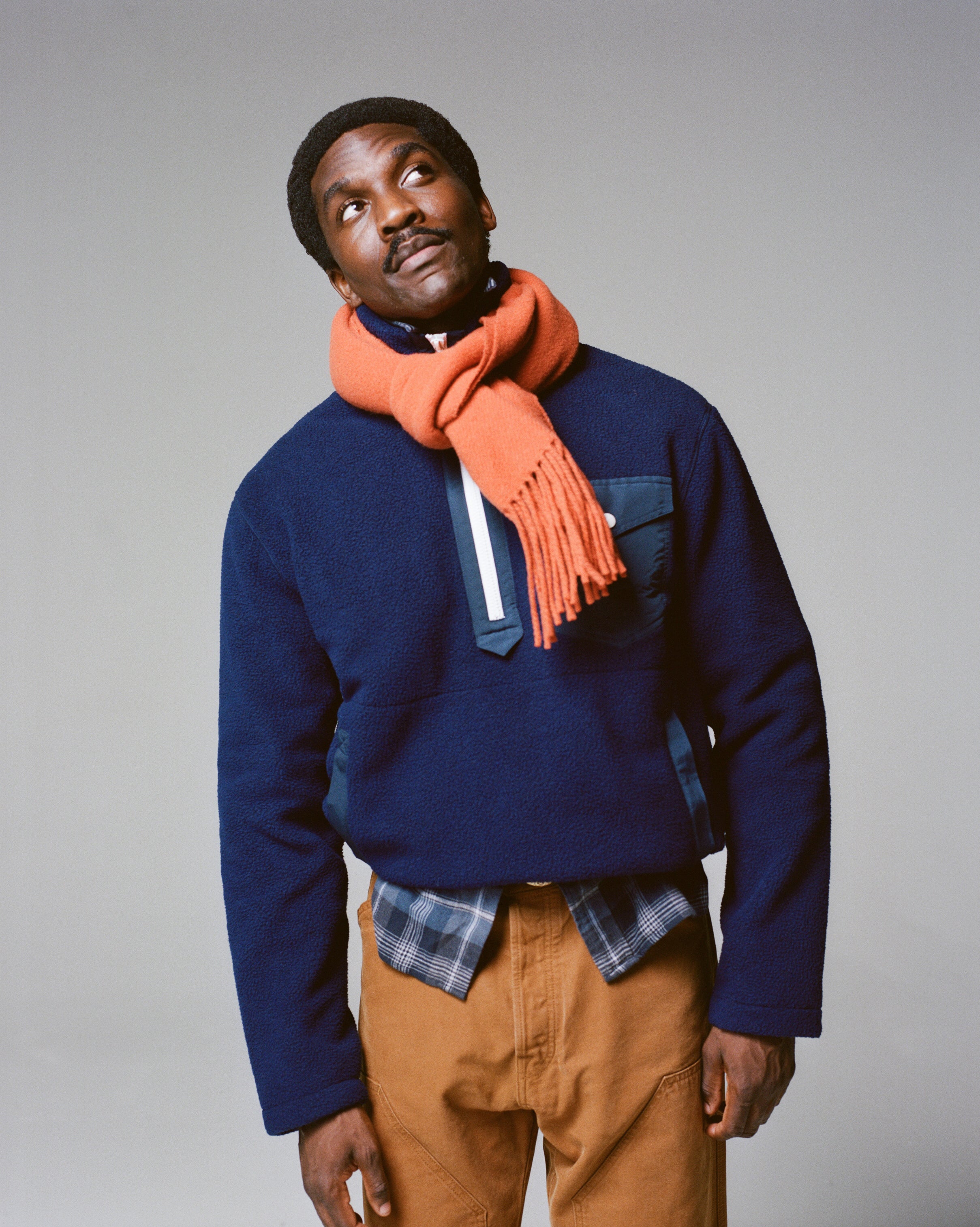 Orange Solid Wool Fringed Scarf – Drakes US