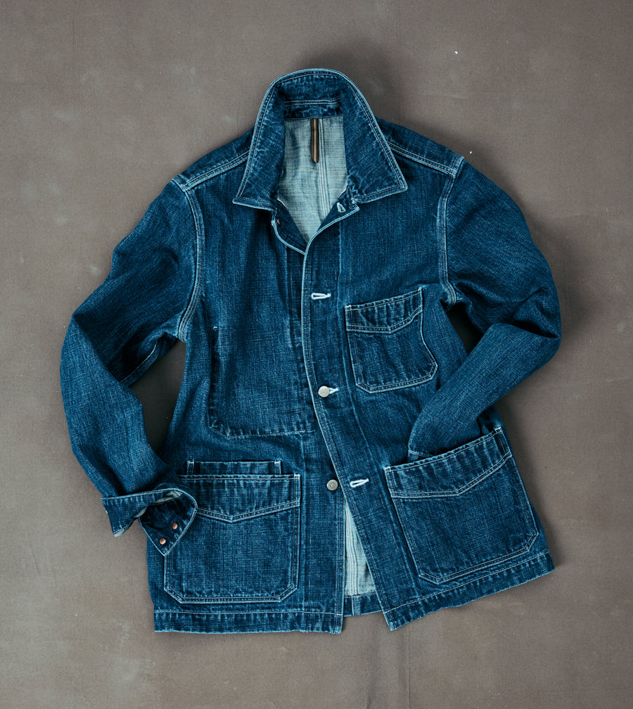 BEAMS F & Drake’s Vintage Blue Selvedge Denim Five-Pocket Chore Jacket