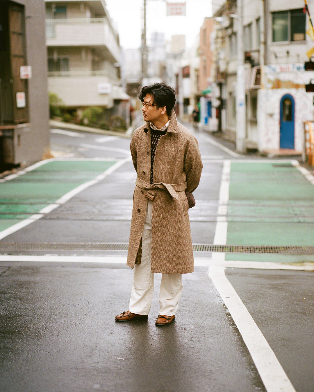 BEAMS F & Drake's Tweed Raglan Overcoat – Drakes US