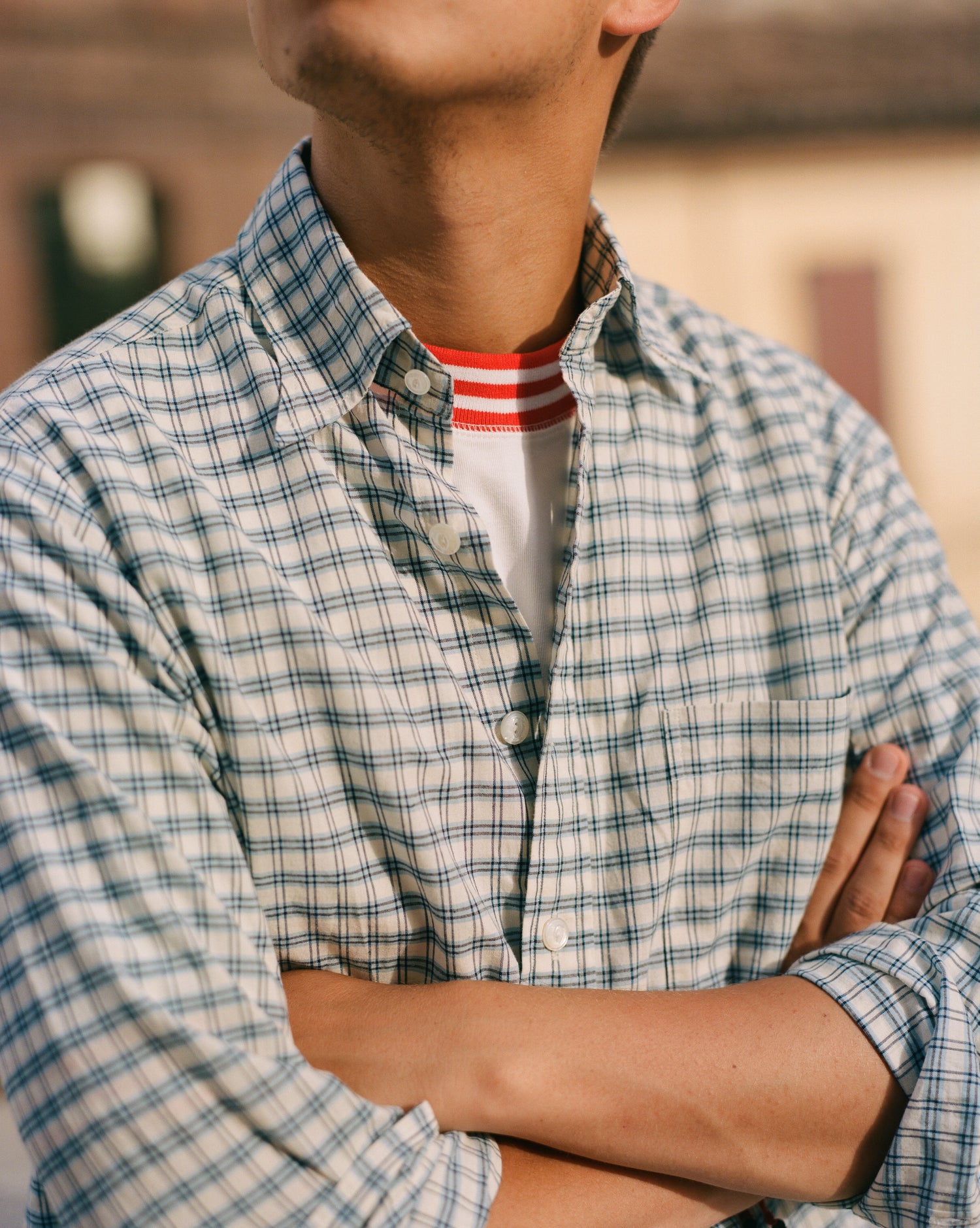 White and Red Tipped Ringer T-Shirt