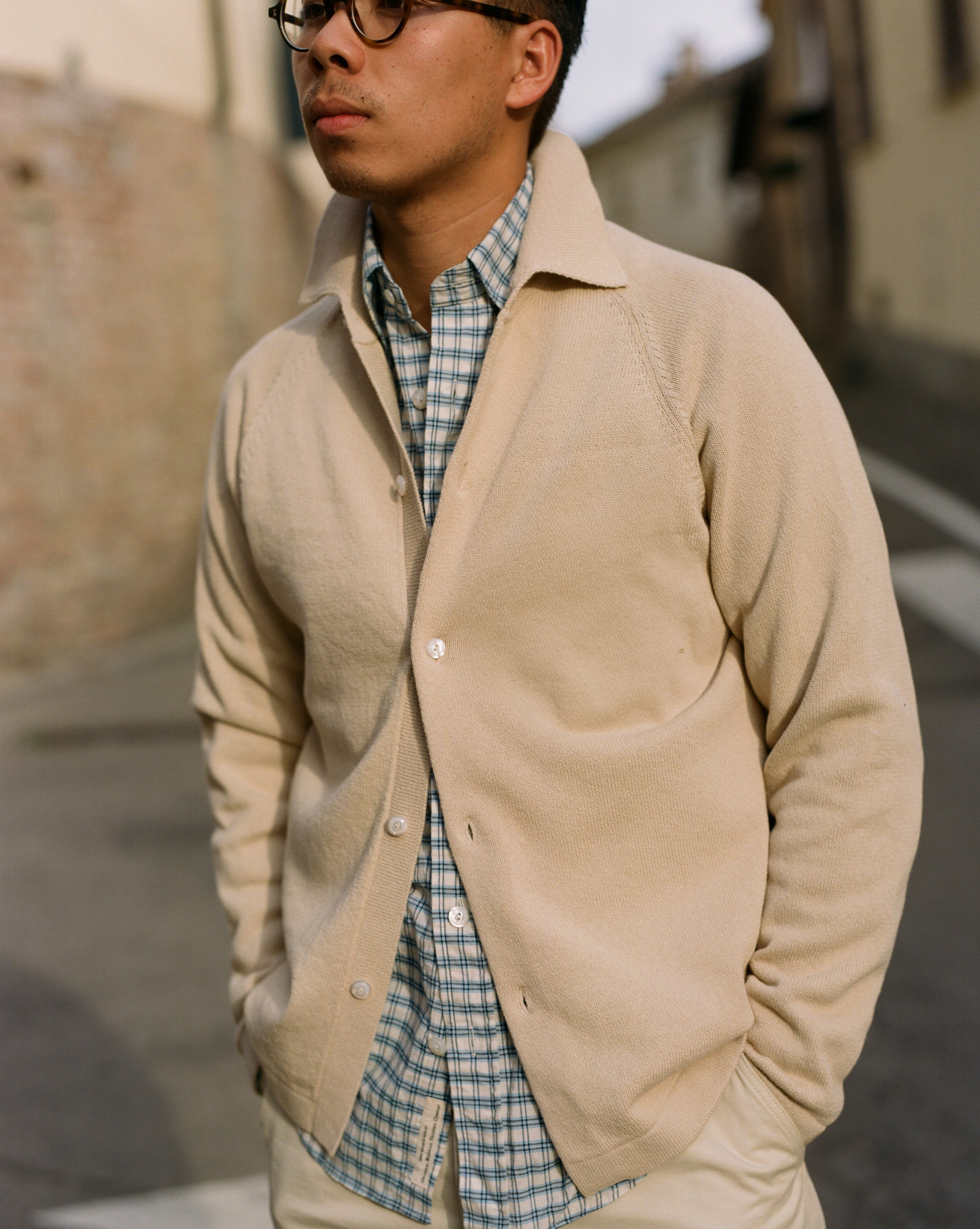 Sand Cotton Button-Through Knit