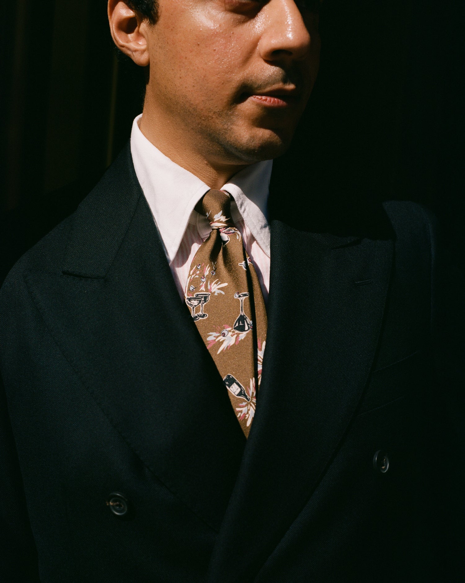 Black Fresco® Wool Double-Breasted Tailored Jacket