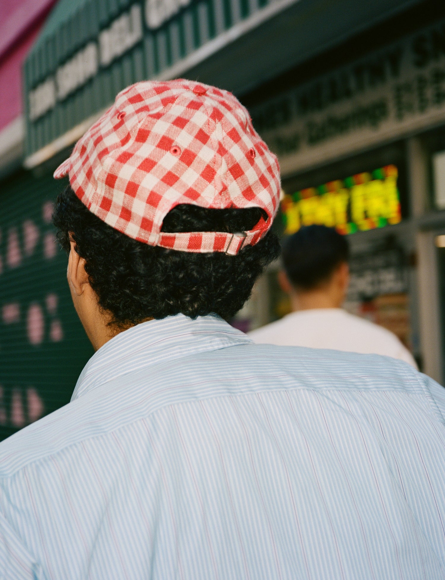 Red Gingham Check Linen Baseball Cap