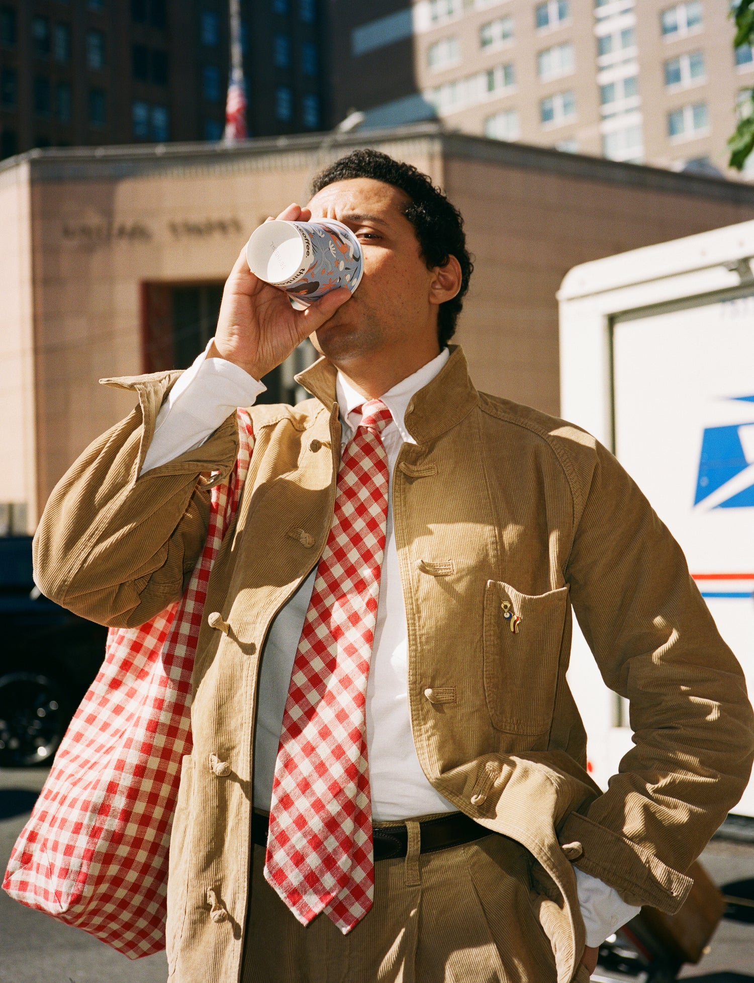 Red Gingham Check Linen Market Tote Bag