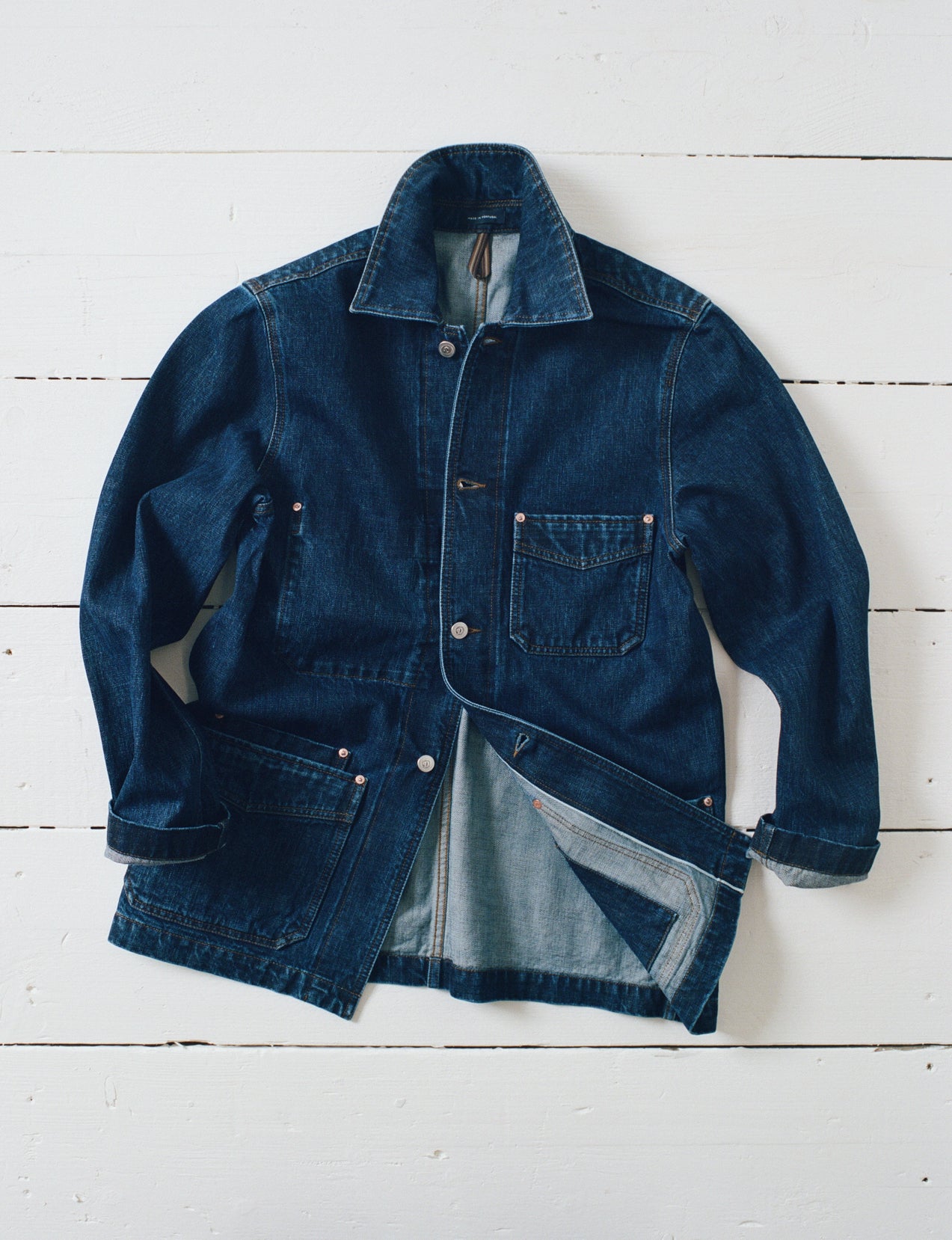 Stone Wash Selvedge Denim Five-Pocket Chore Jacket