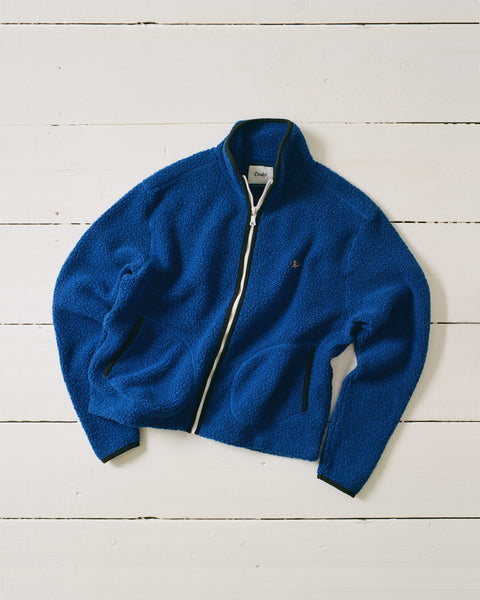 Blue Boucle Wool Zip Fleece Jacket – Drakes US