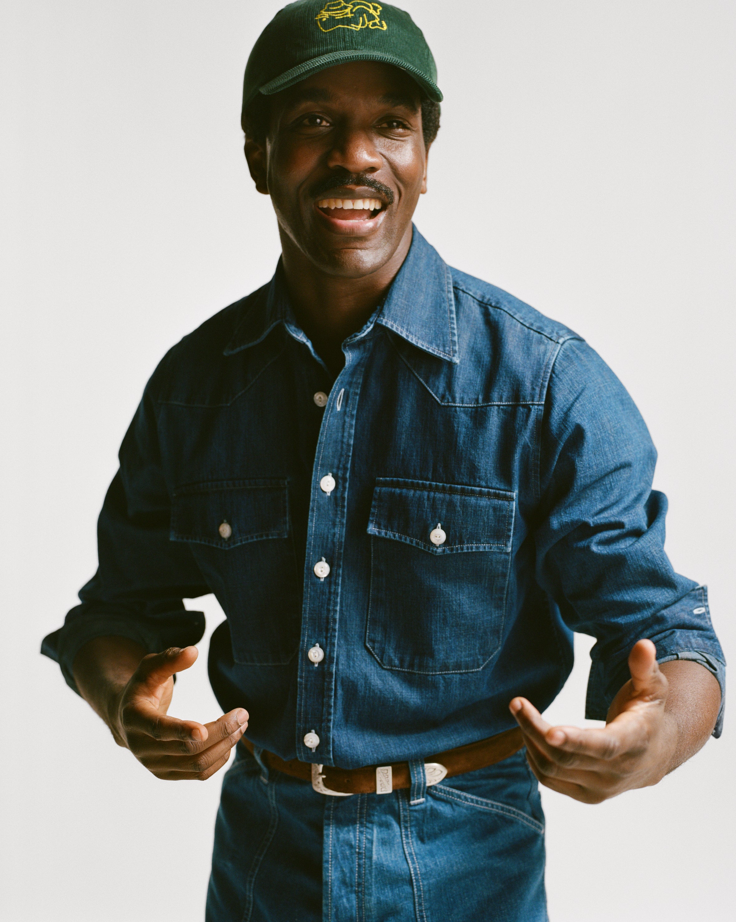 argue baseball denim デニム シャツ Indigo Rinse Denim Two-Pocket Western Shirt – Drakes US