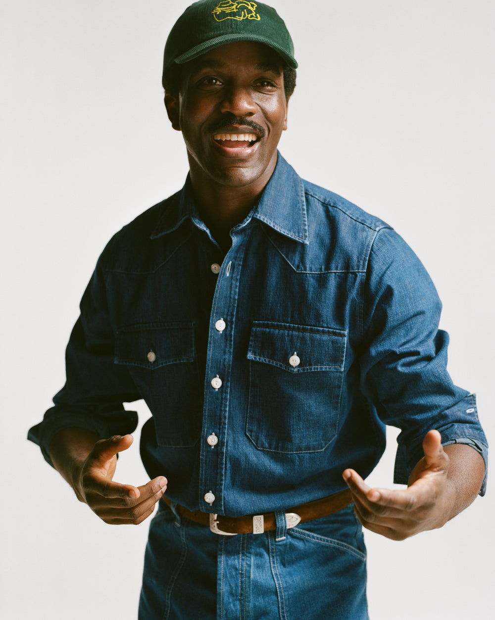 Indigo Rinse Denim Two-Pocket Western Shirt