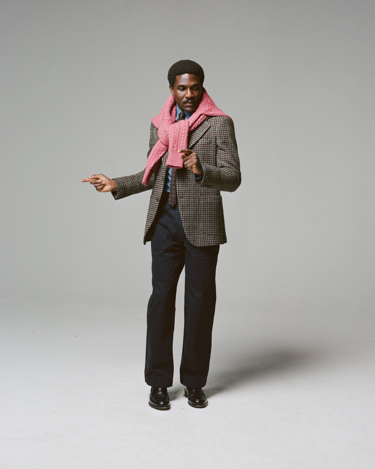 Black Herringbone Cotton Fatigue Trouser