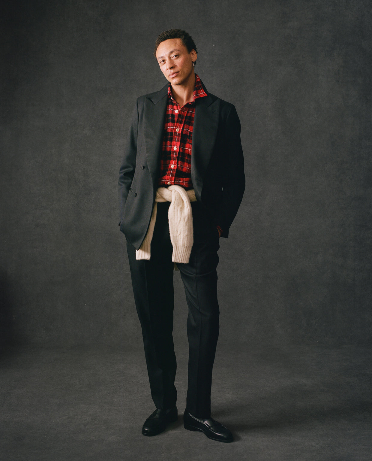 Black Barathea Wool Dinner Trousers