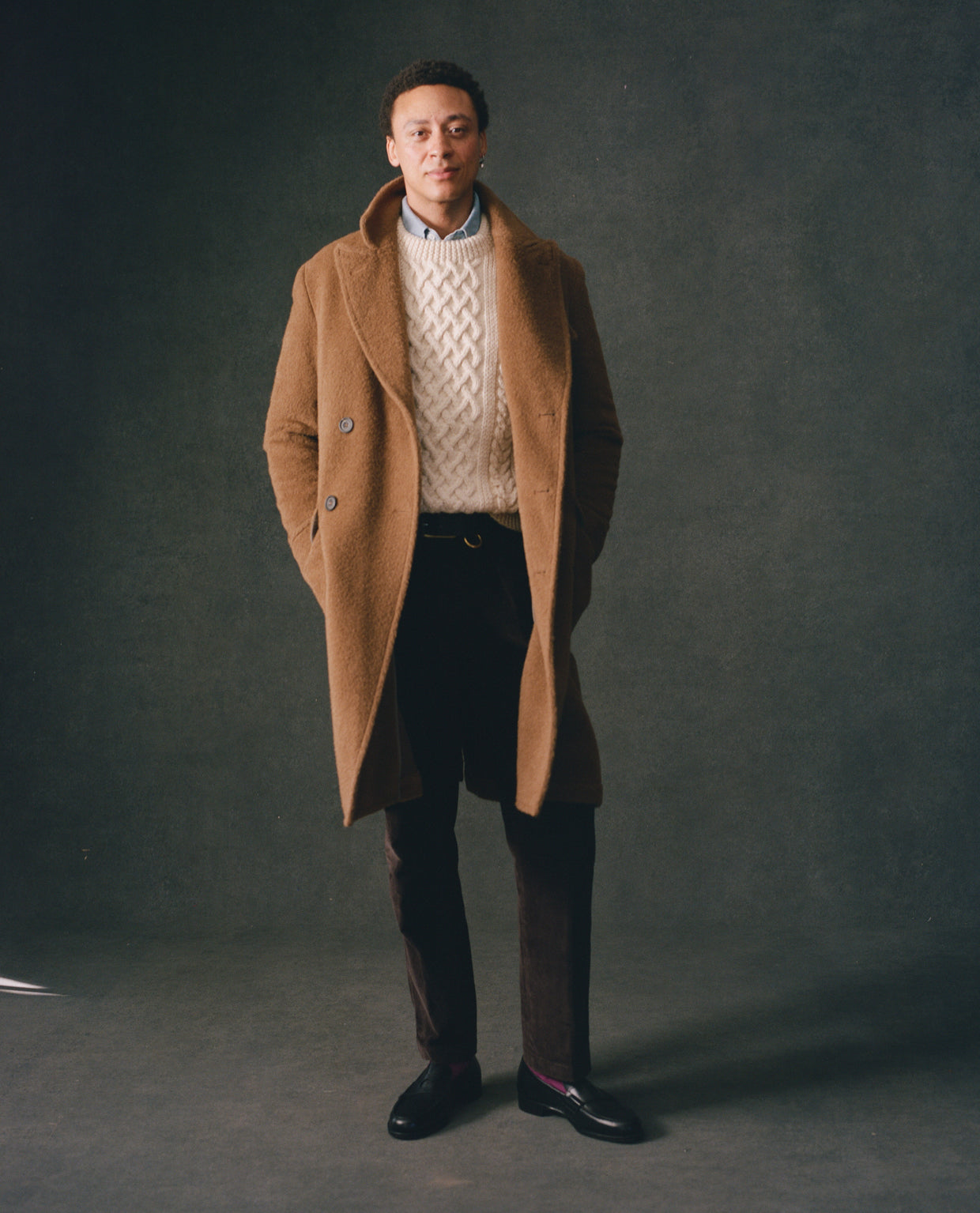 Caramel Double-Breasted Teddy Overcoat