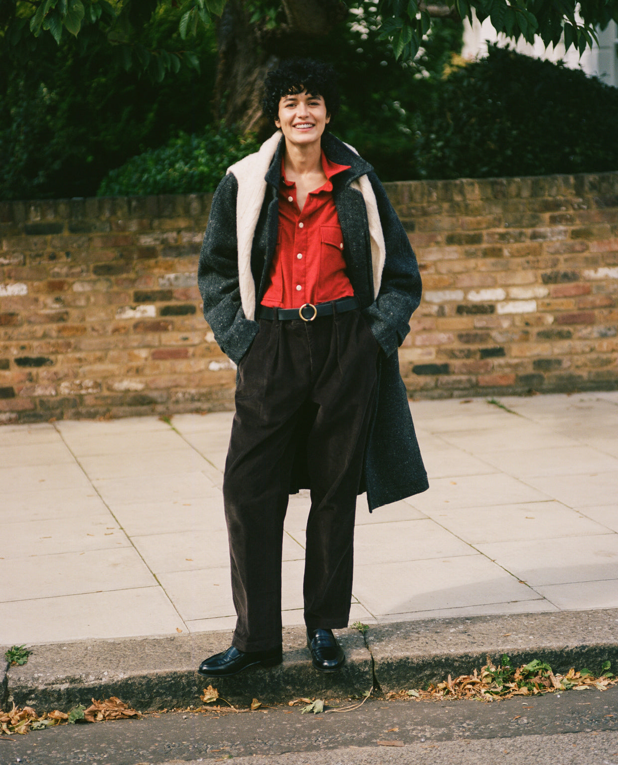 Grey Flecked Wool Raglan Coat