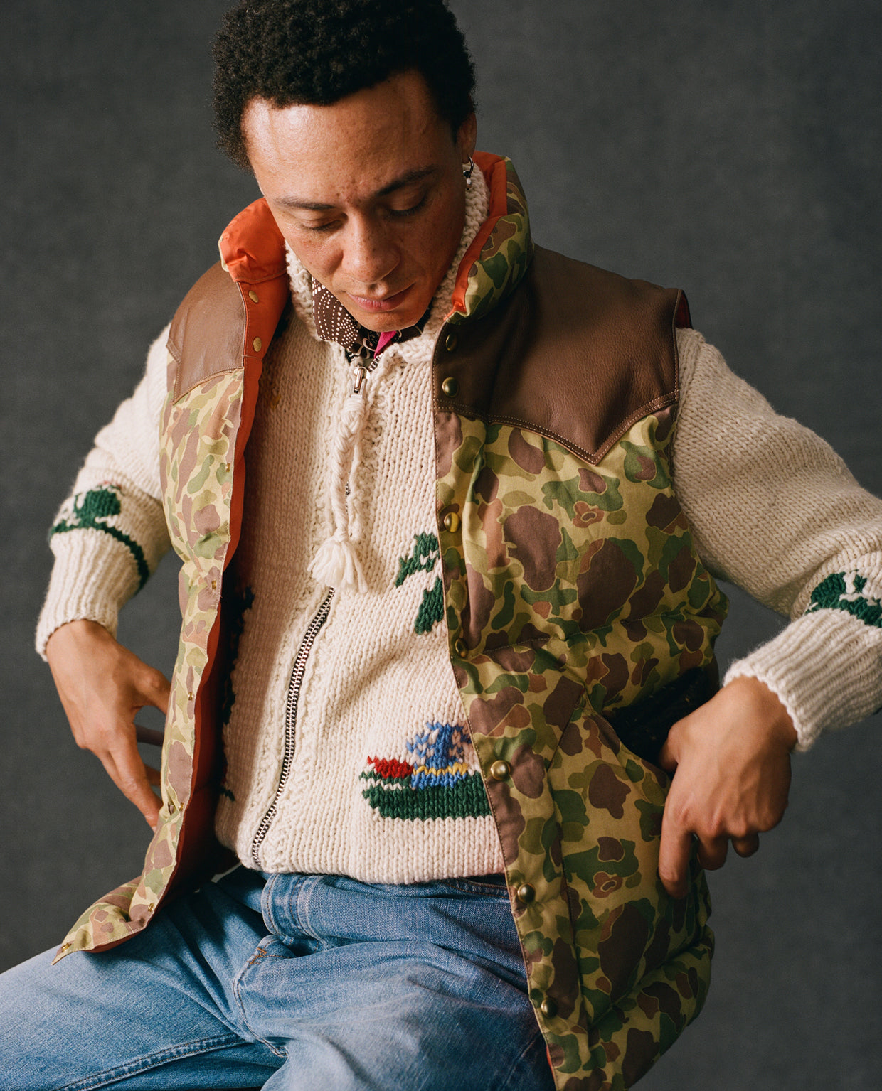 Rocky Mountain Featherbed for Drake's Camo Ripstop Cotton Christy Down Vest