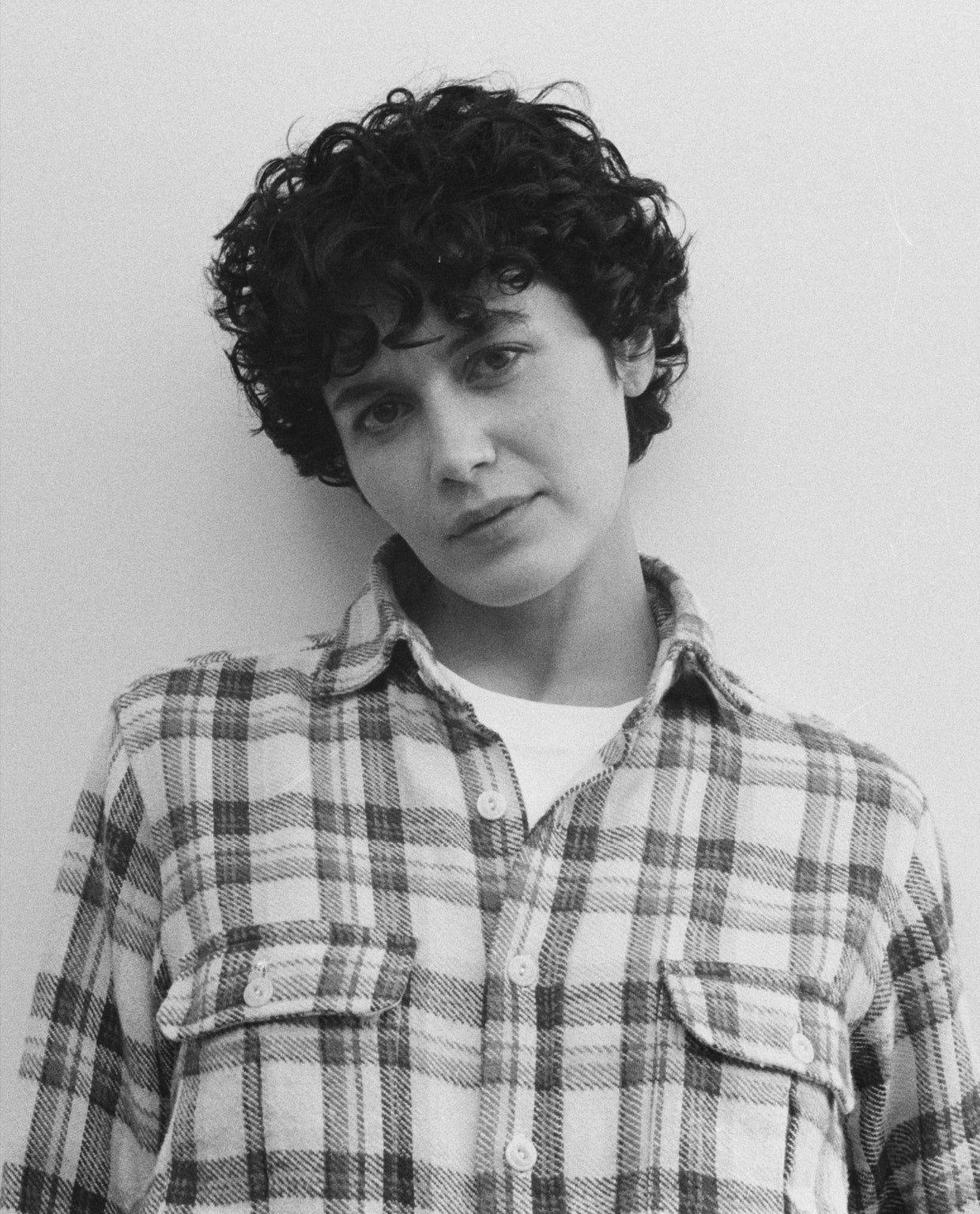 Ecru Check Cotton Two-Pocket Work Shirt