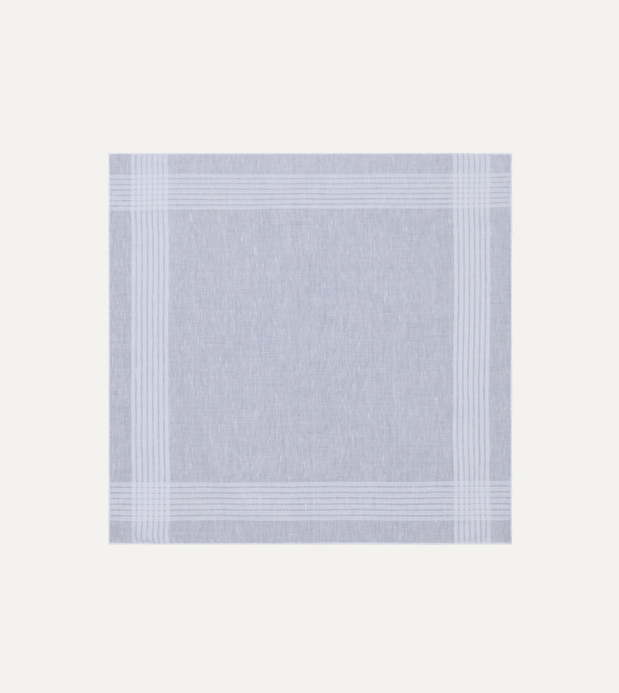 White Cotton-Linen Handkerchief