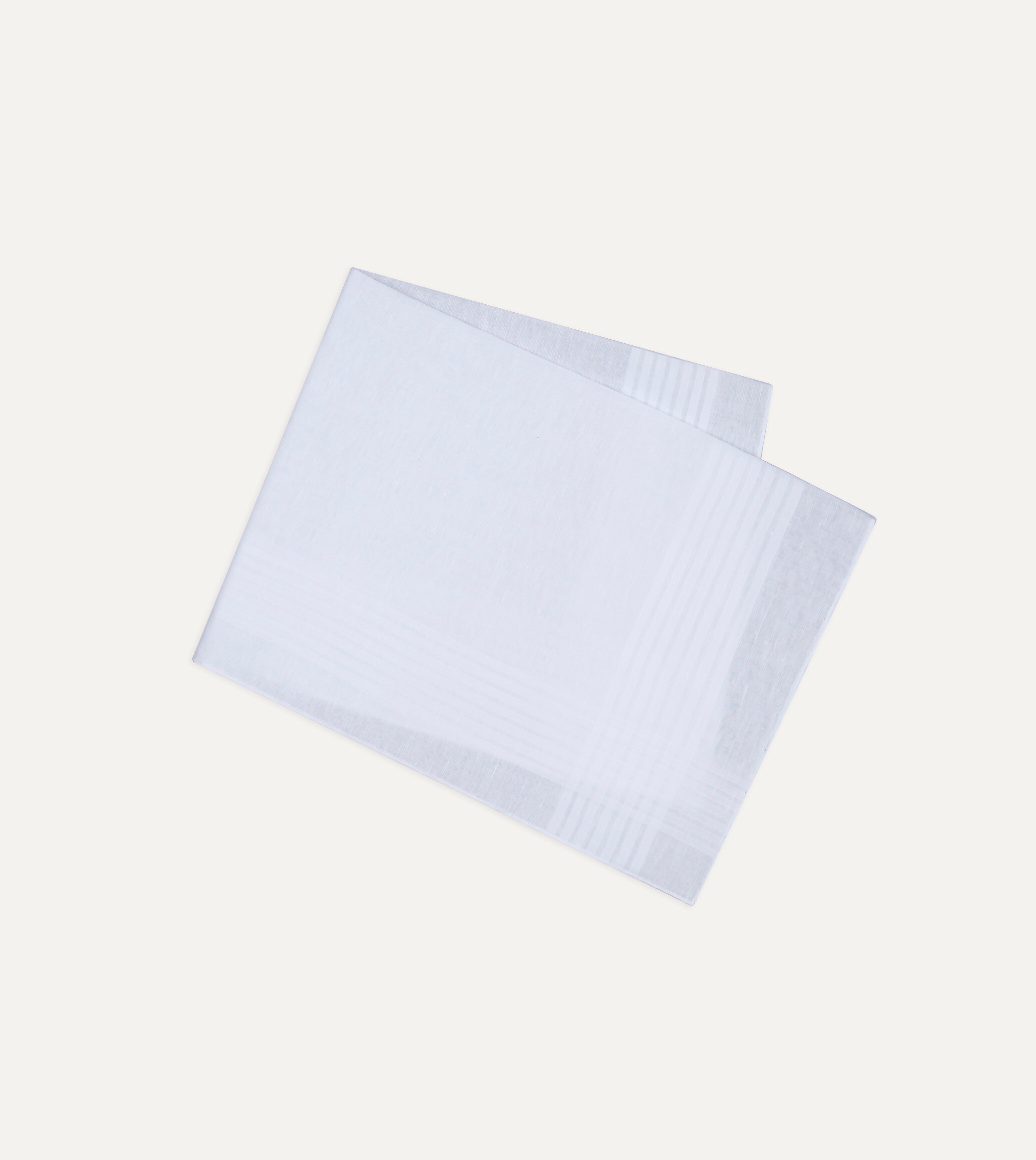 White Cotton-Linen Handkerchief