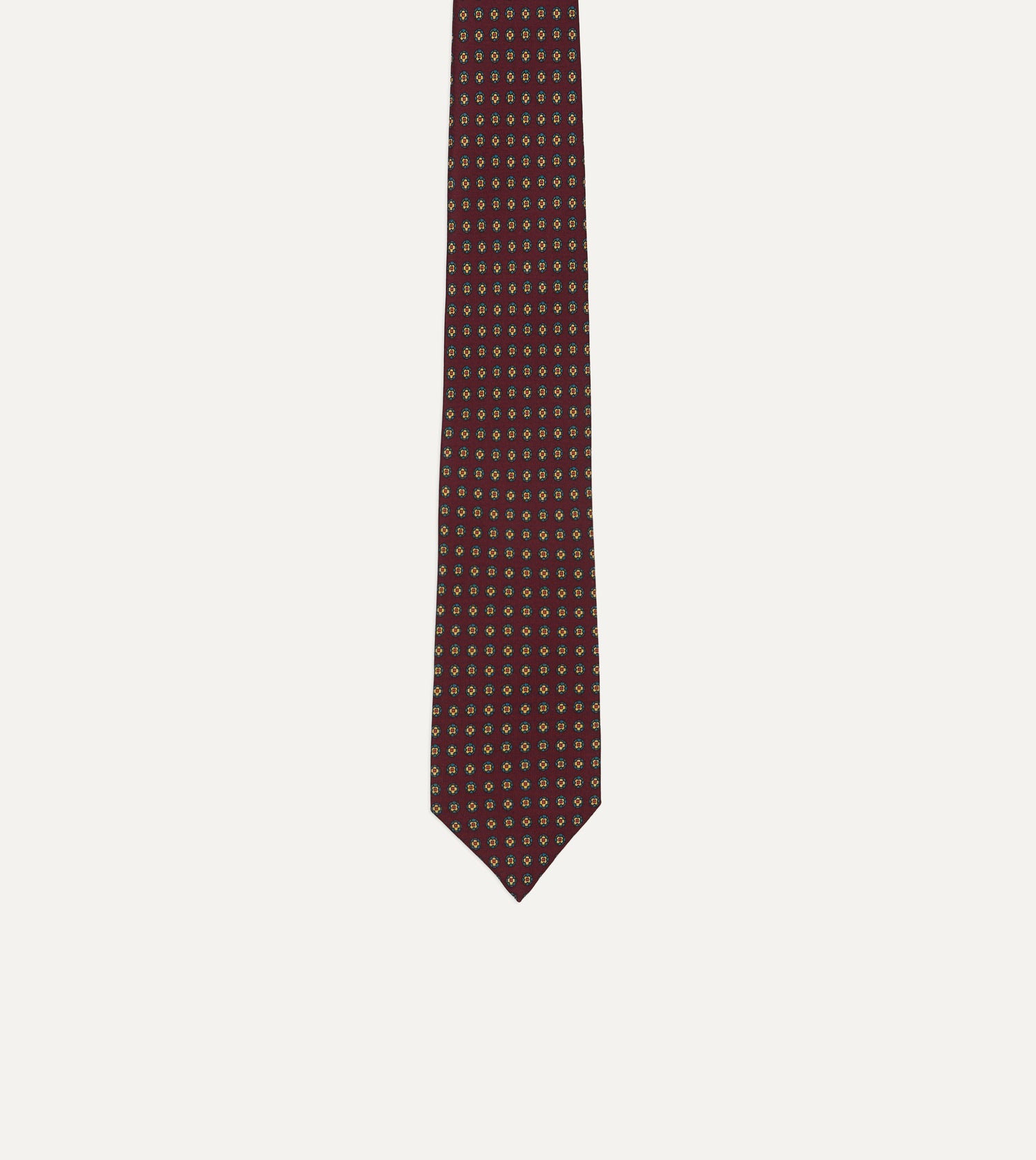 Burgundy Micro Geometric Print Silk Self Tipped Tie