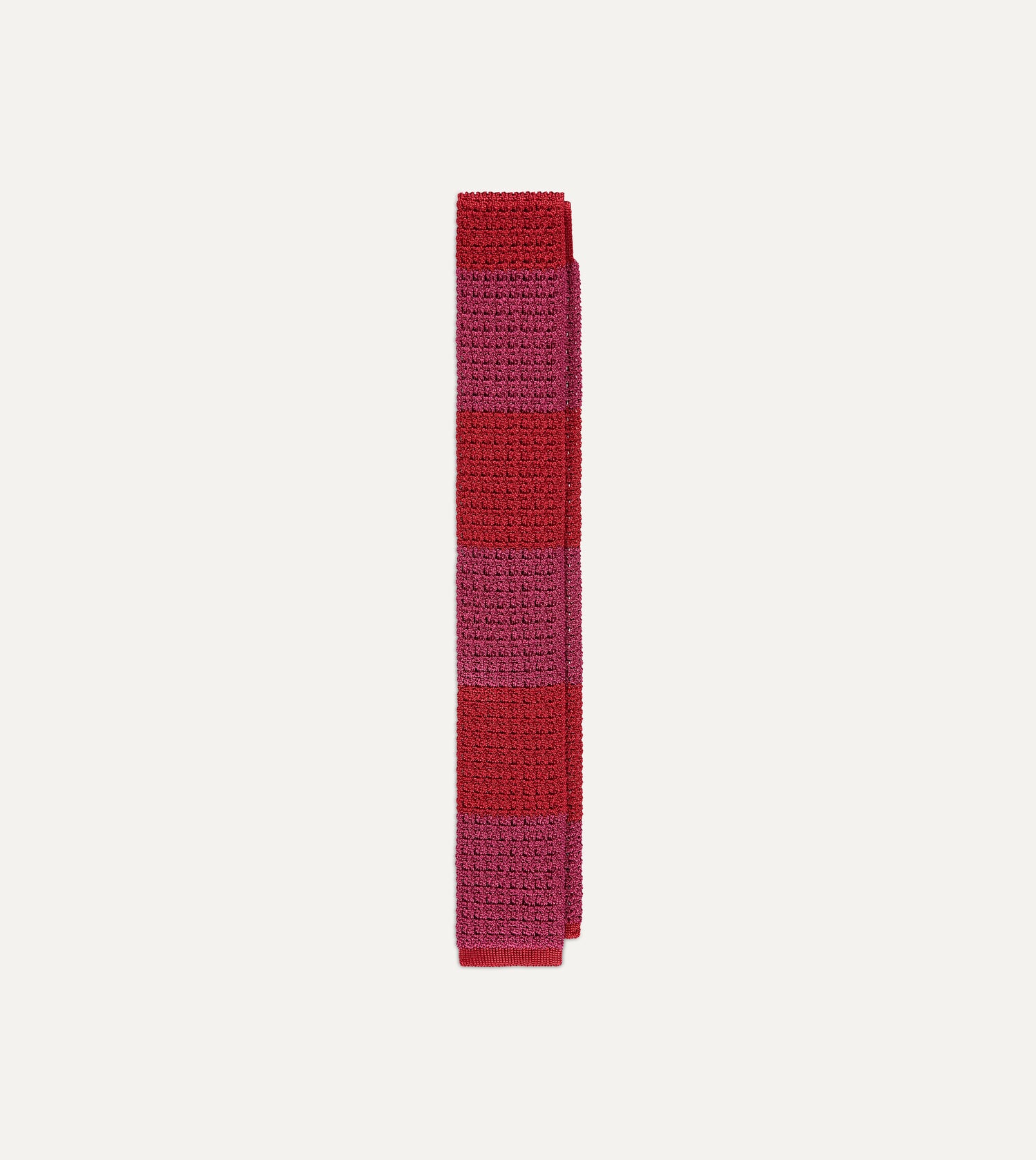 Pink and Red Knitted Silk Solid Colour Tie