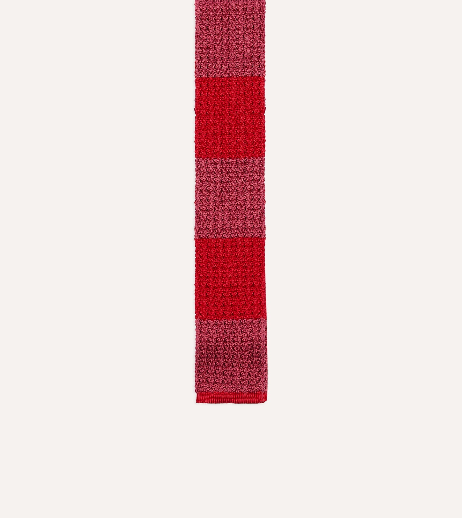 Pink and Red Knitted Silk Solid Colour Tie