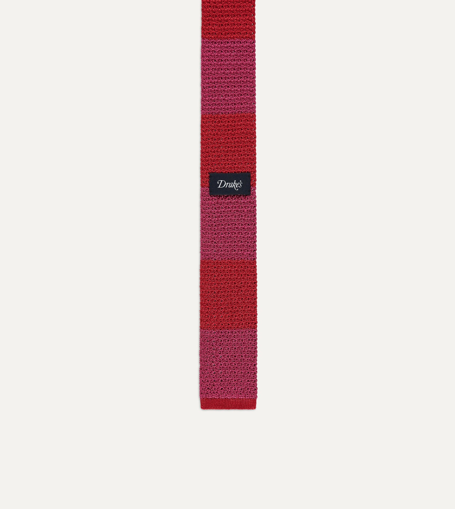 Pink and Red Knitted Silk Solid Colour Tie