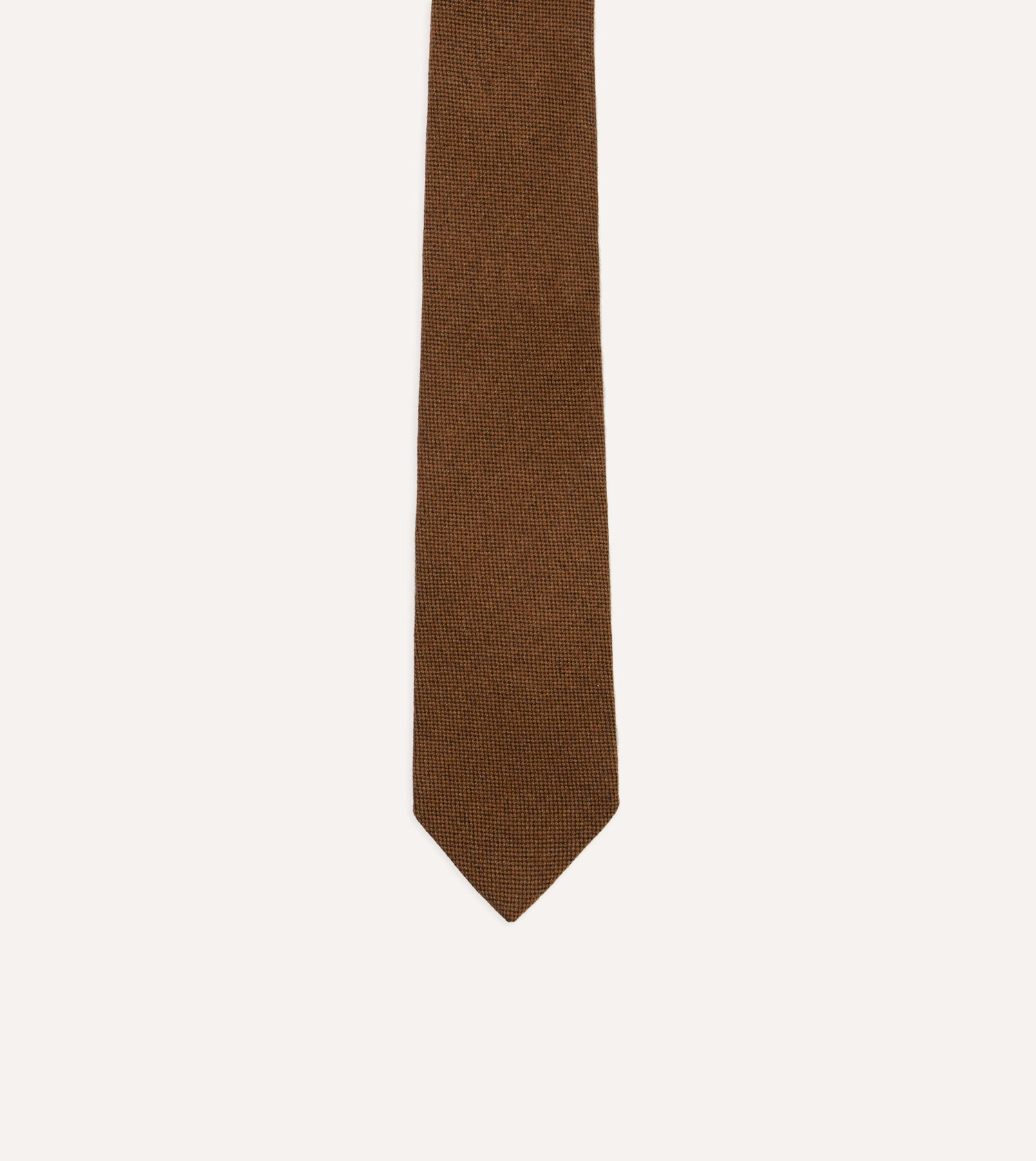 Brown Pure Cashmere Solid Tipped Tie